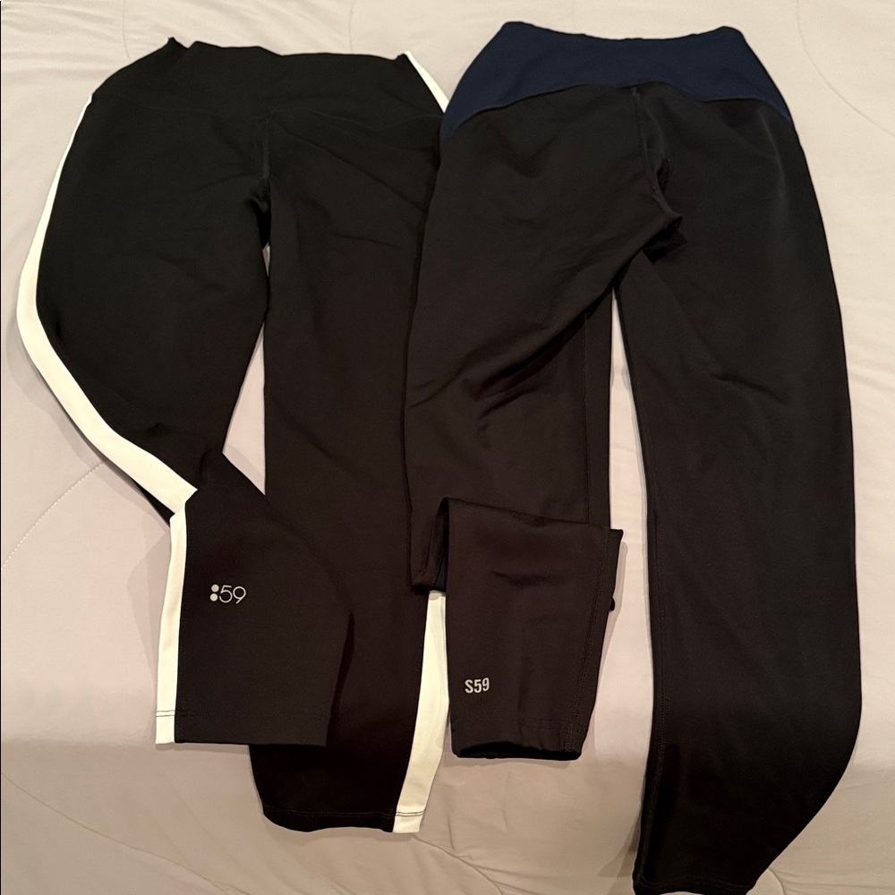 Splits59 Black Leggings with White and Blue Accents
